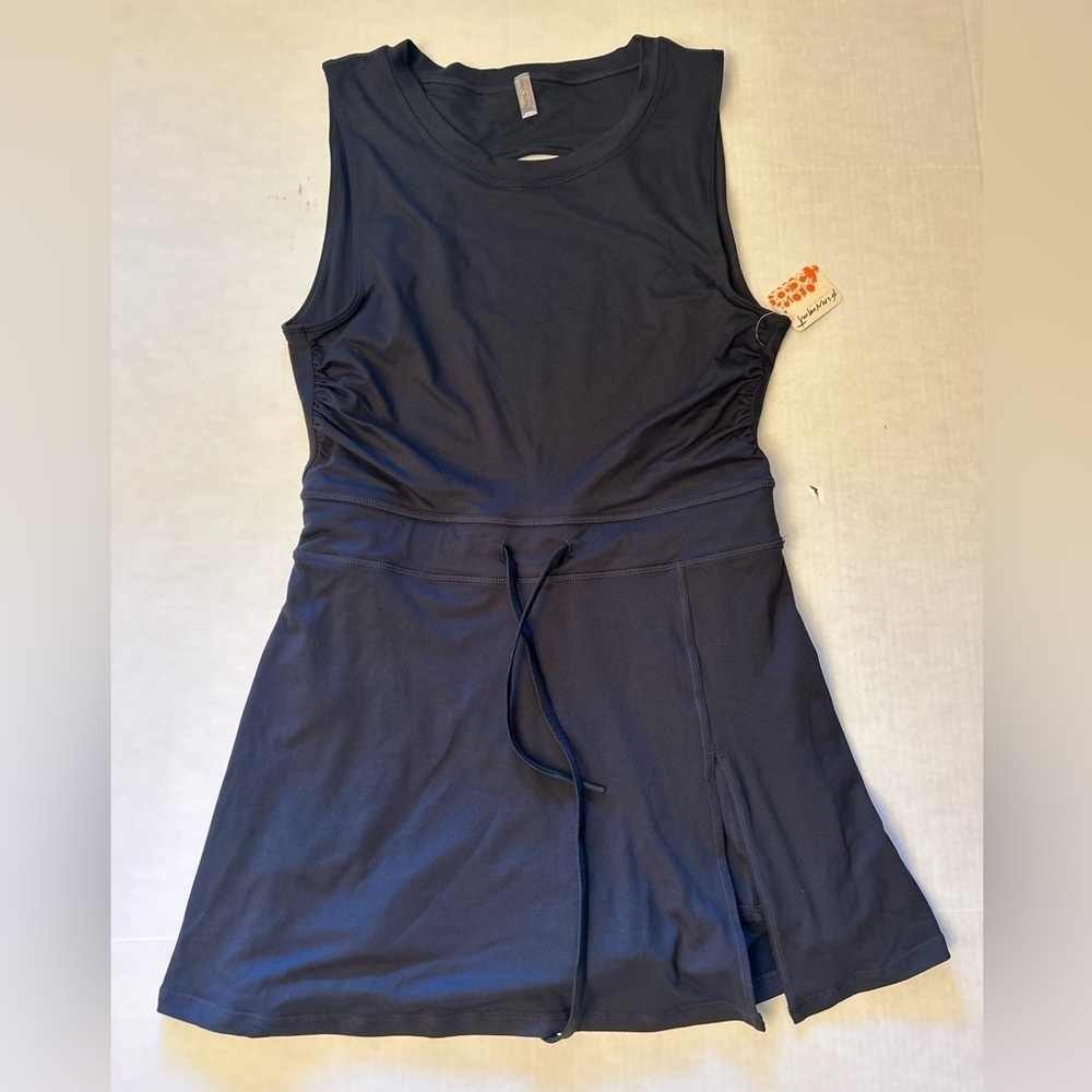 Free People Movement Easy Does It Black athletic mini Dress NWT Sz-L AA1 - Picture 11 of 15